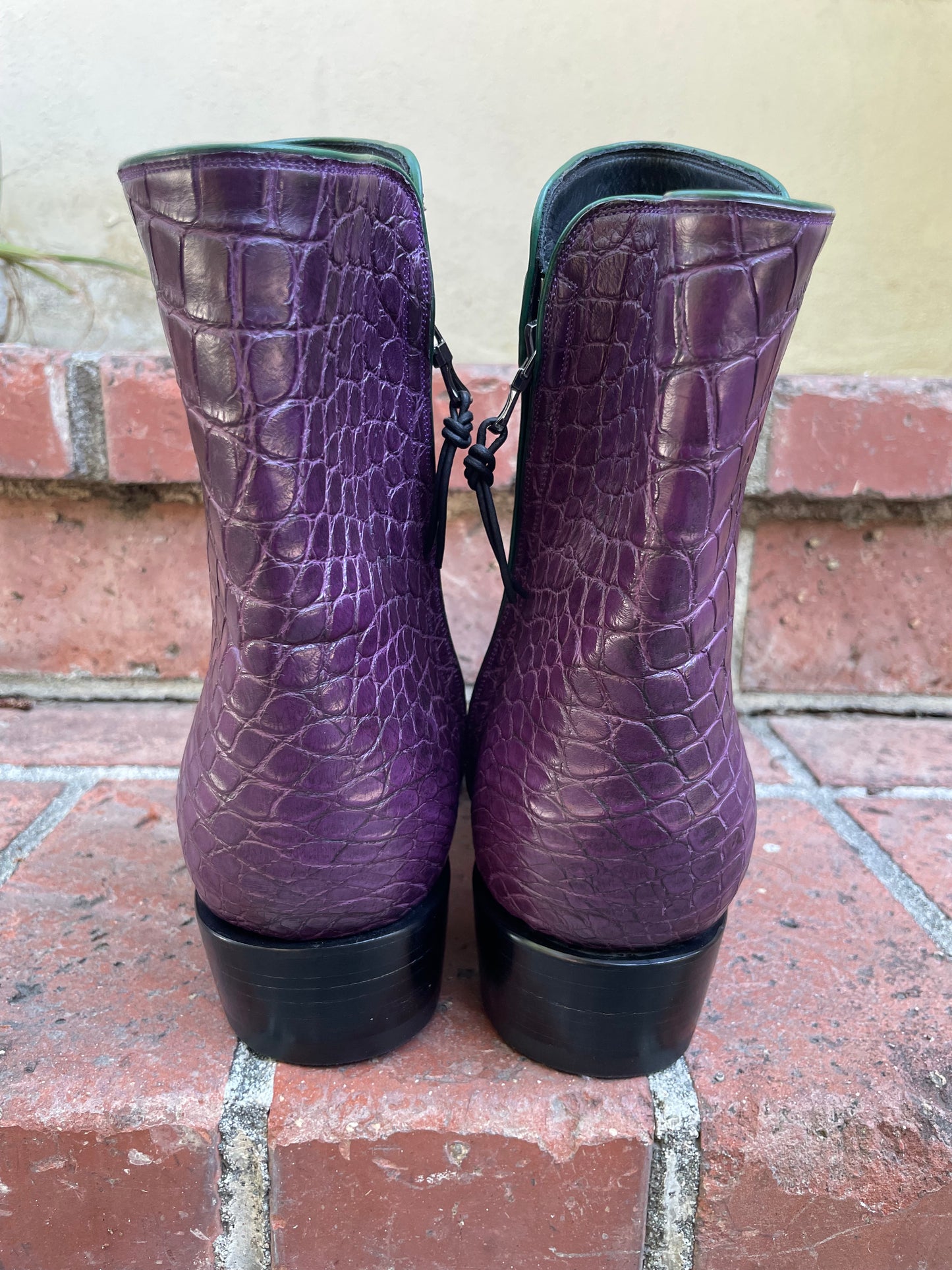 Purple Shell Cordovan with Violet Gator Belly Ankle Zip