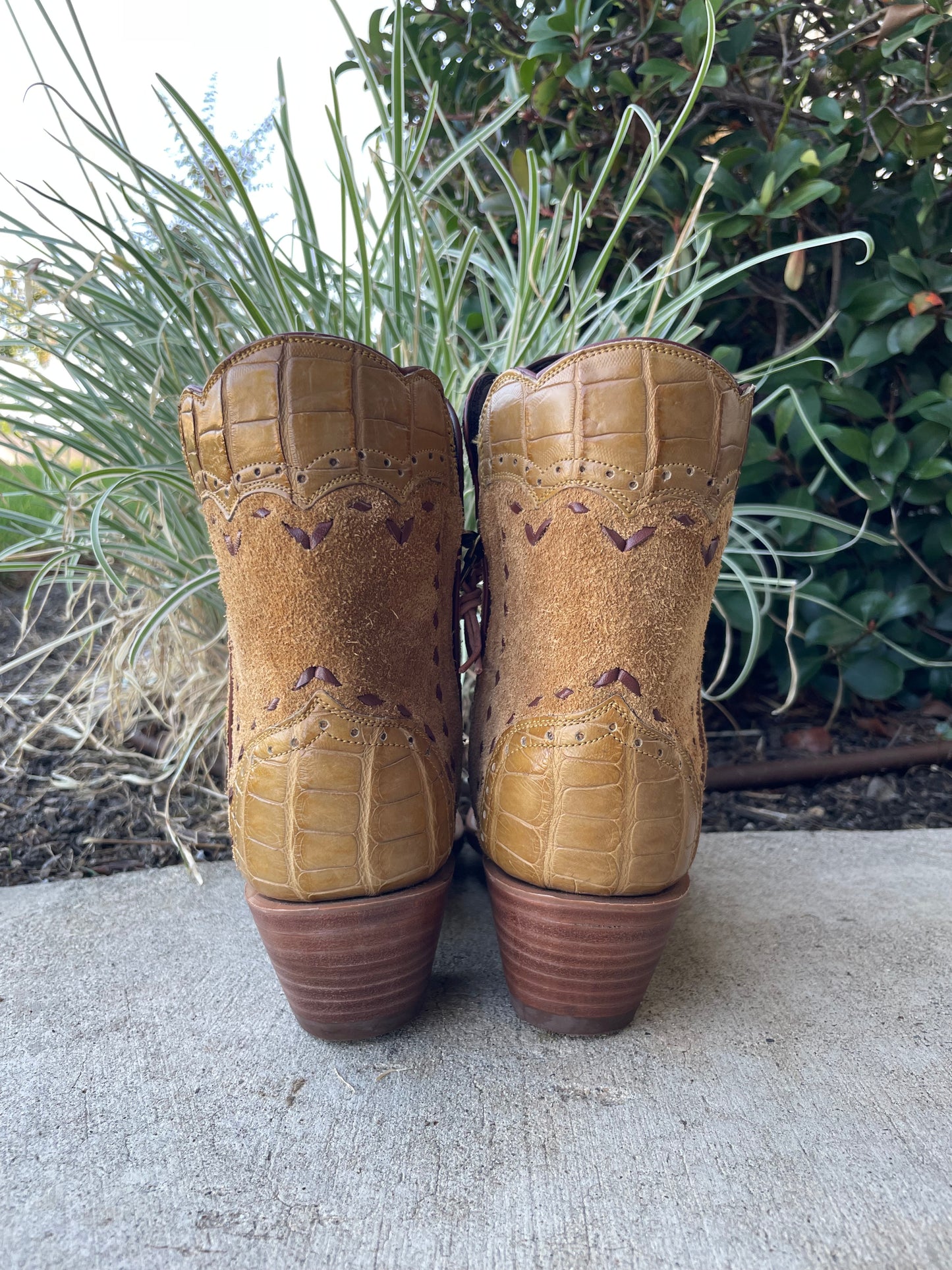 Camel Roughout and Saddle Tan Gator Trim Zip