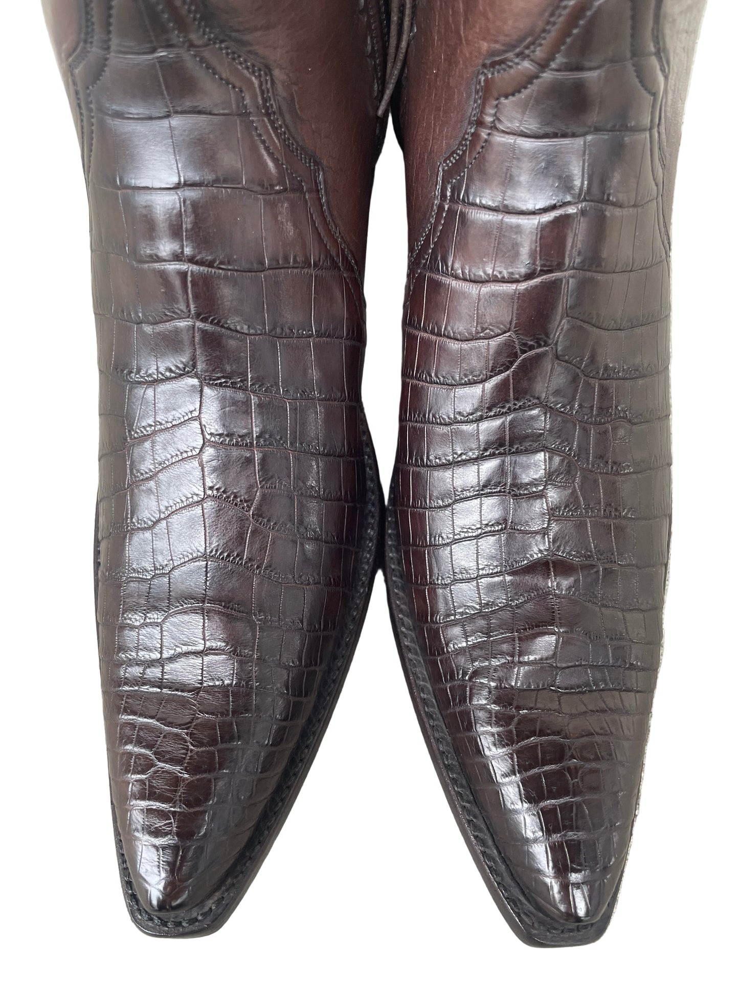 Crocodile and Calf Gallegos Zip in Espresso and Bourbon