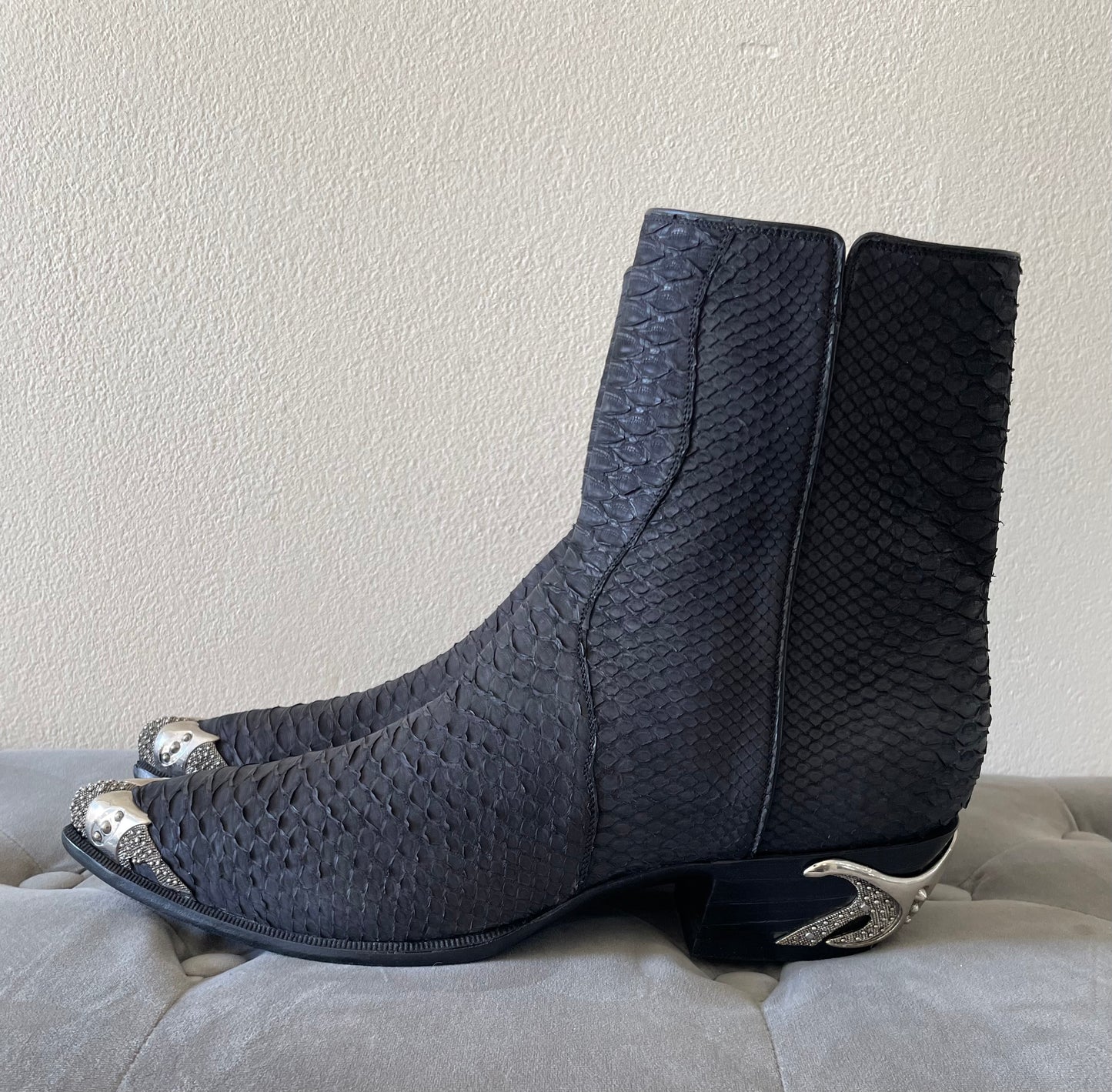 Sueded Python En Noir Zip w/Custom Hardware