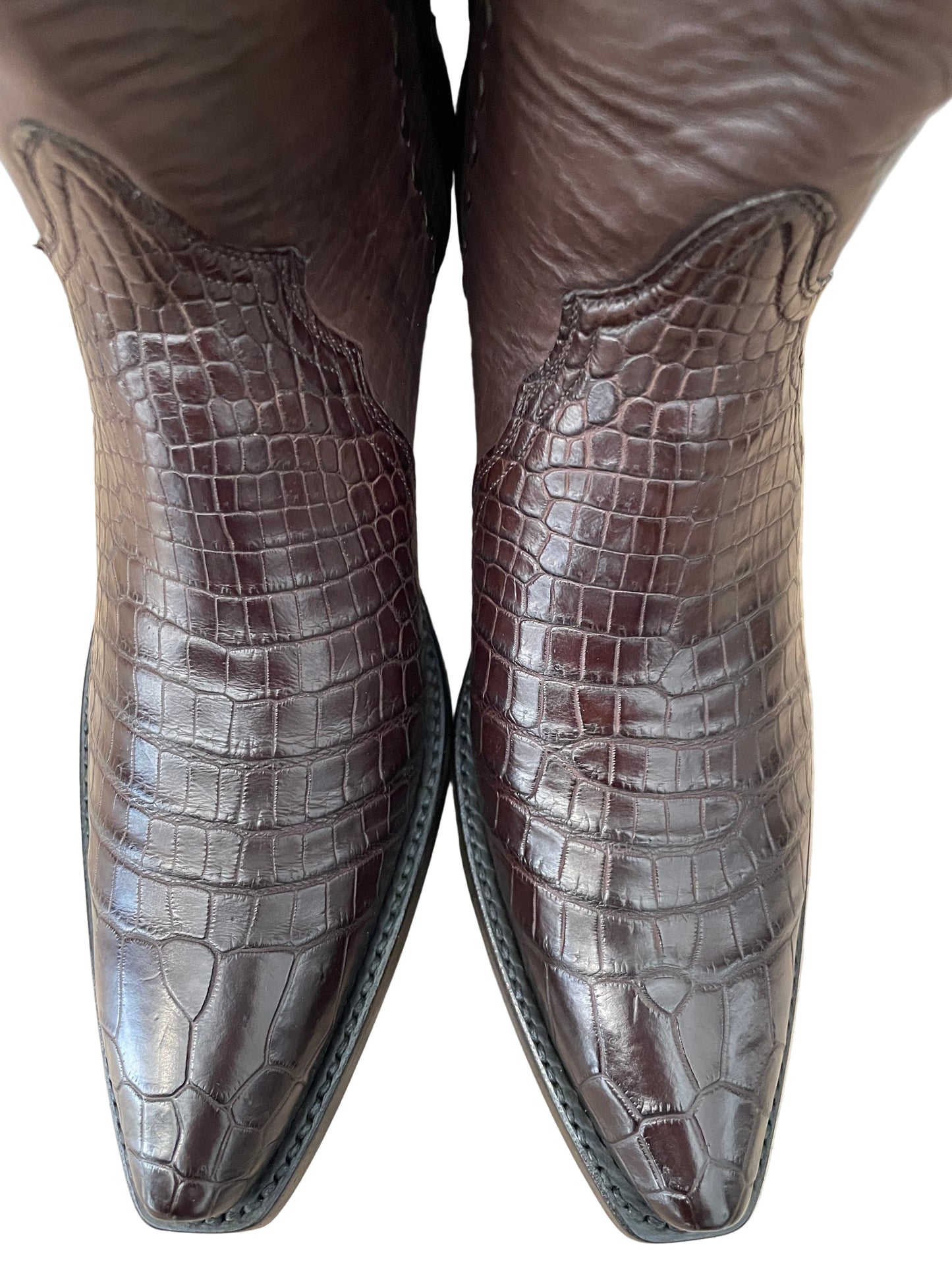 Tall Calfskin with Crocodile Gallegos Cowgirl in Espresso