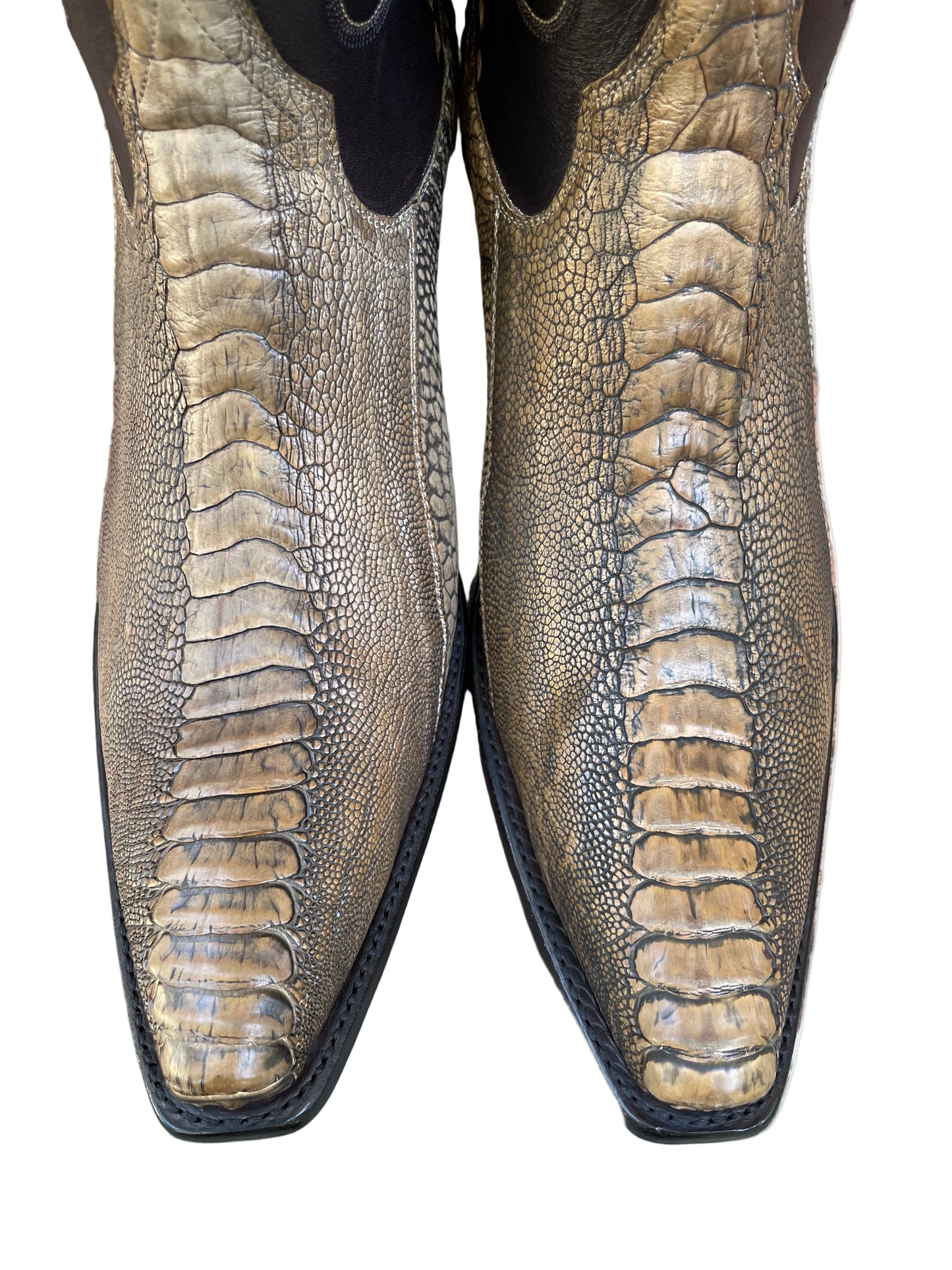 Antiqued Tan Ostrich Leg Western