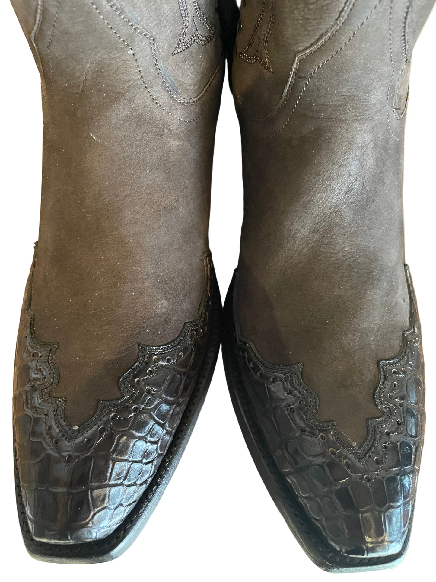Nubuck with “Majestic” Crocodile Trim Cowboy in Espresso