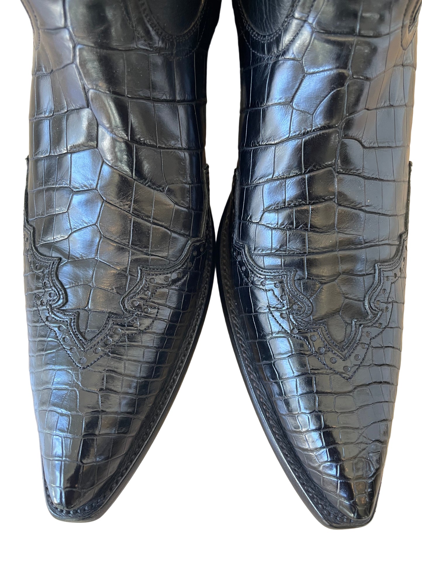 Majestic Alligator Belly with Calfskin in Noir