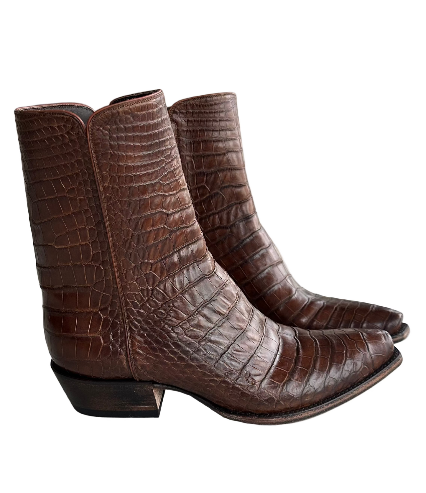 9” Bourbon American Alligator Belly Zip