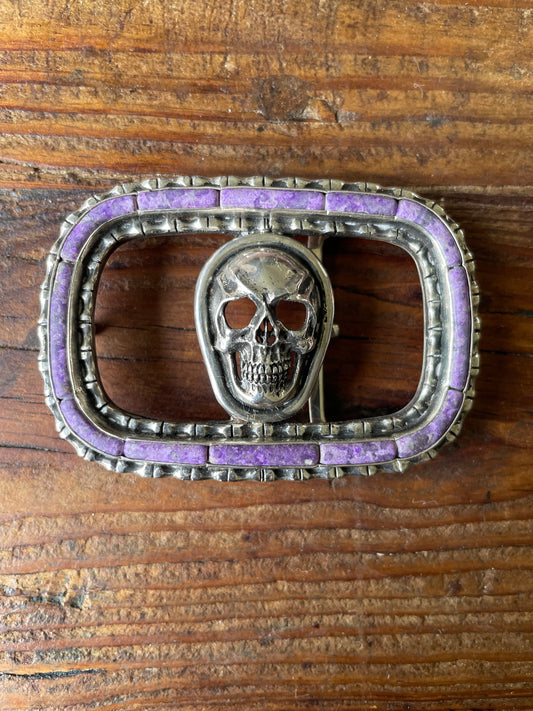 Garrison Sterling Skull Buckle in Charoite