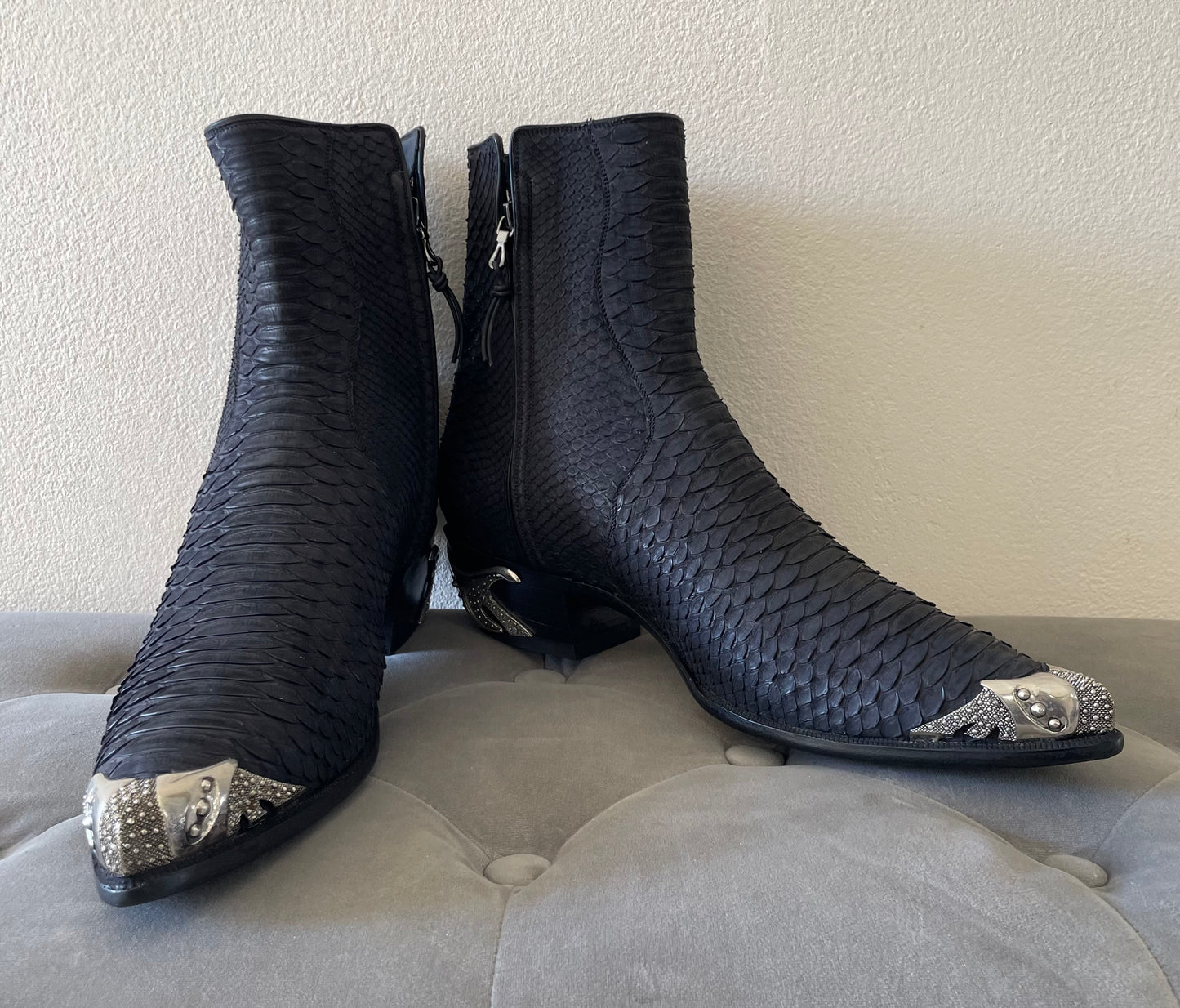 Sueded Python En Noir Zip w/Custom Hardware