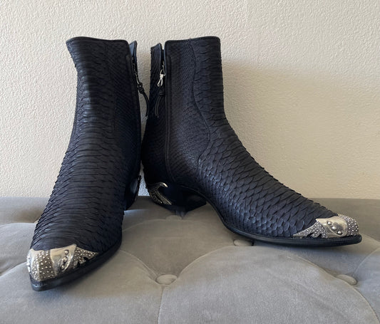 Sueded Python En Noir Zip w/Custom Hardware