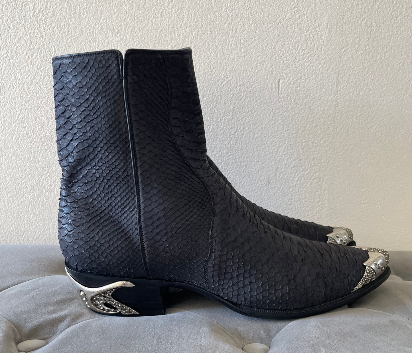 Sueded Python En Noir Zip w/Custom Hardware