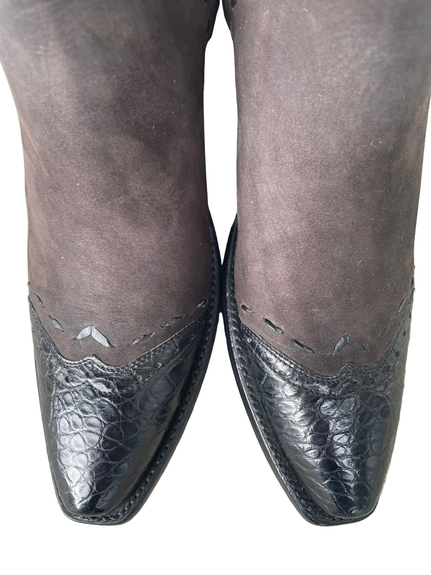 Espresso Nubuck with Noir Crocodile Trim Zip