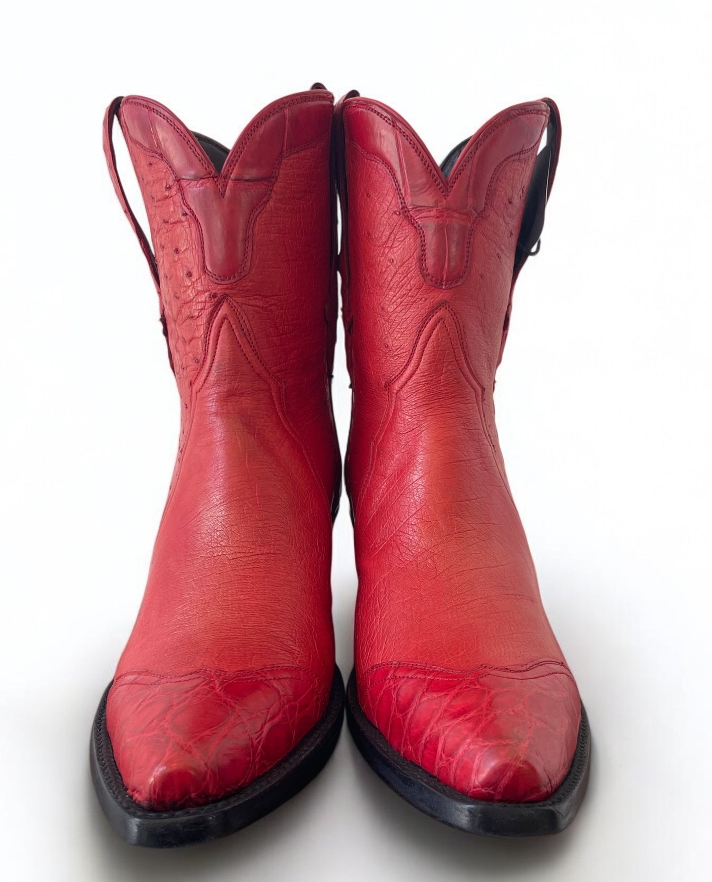 Rouge Smooth Ostrich w/Gator Trim Shorty