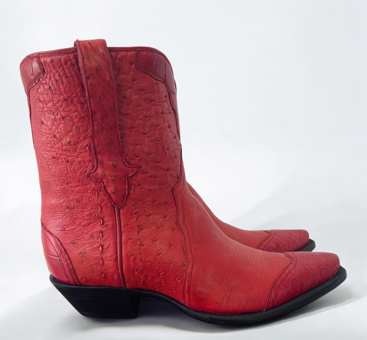 Rouge Smooth Ostrich w/Gator Trim Shorty