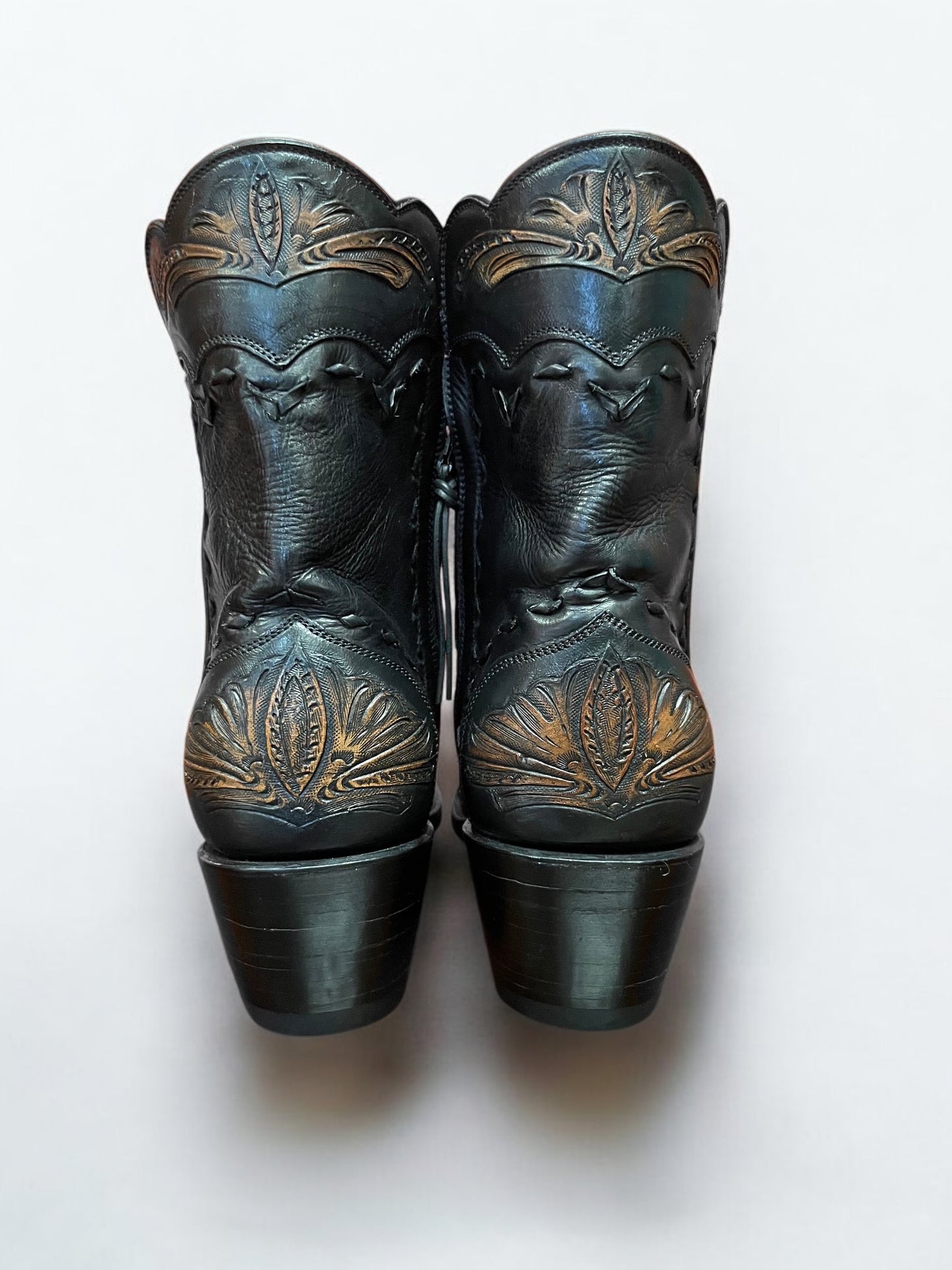 Black Calf With Antiqued Tooling Zip Boot