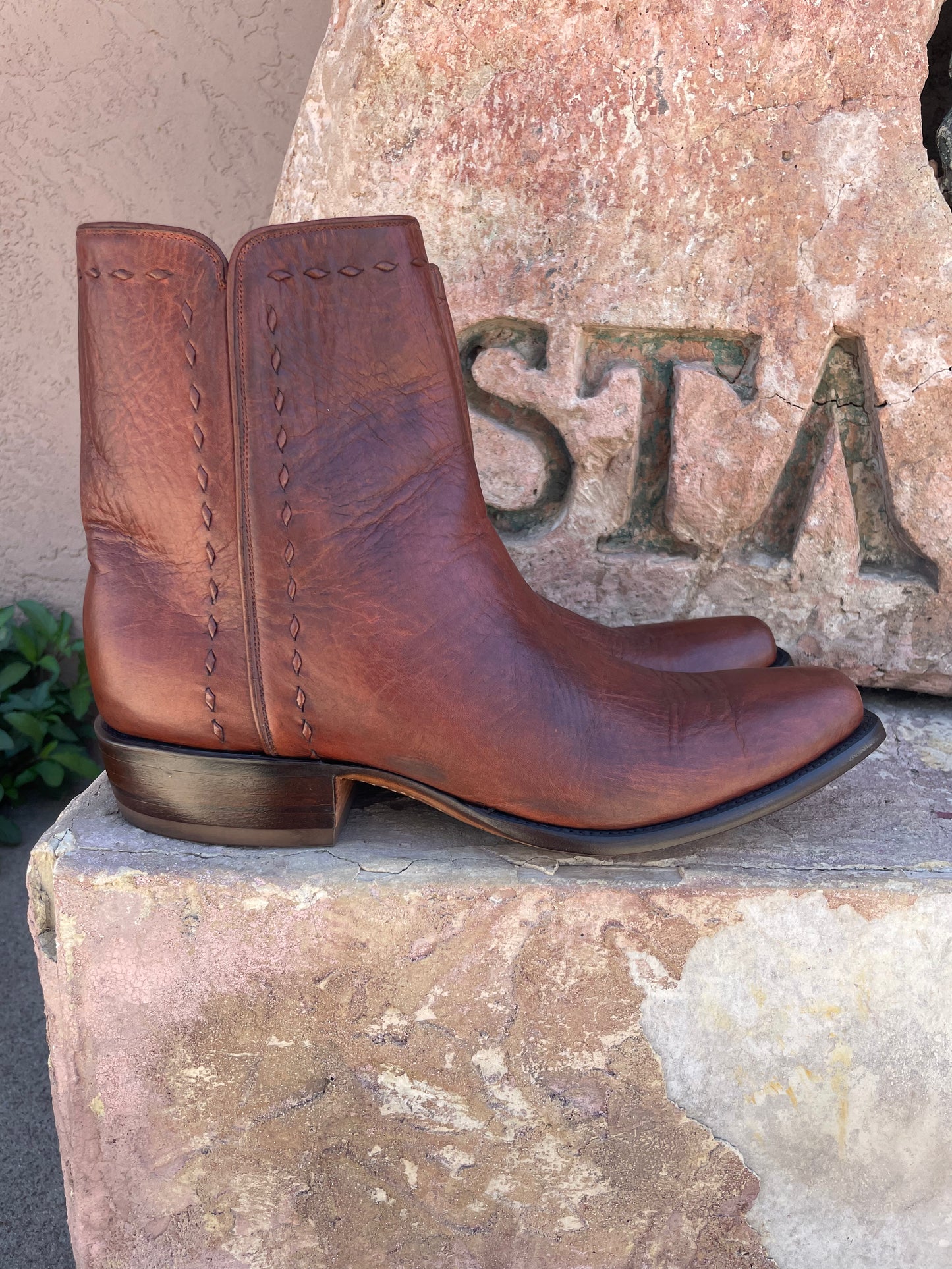 Bourbon Calfskin Zorro With Buckstitching