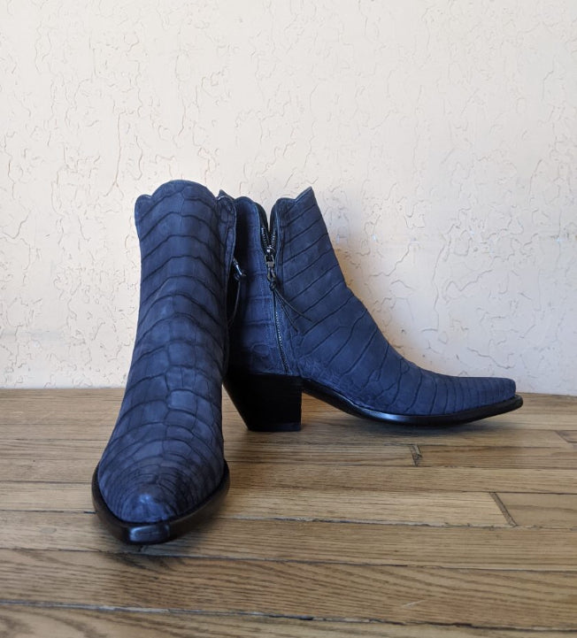 Marine Blue Nubuck Alligator Belly Zorro