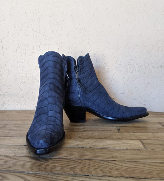 Marine Blue Nubuck Alligator Belly Zorro