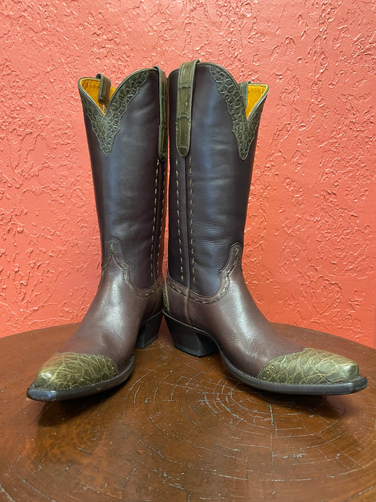 Chocolát Et Olive Alligator Cowgirl