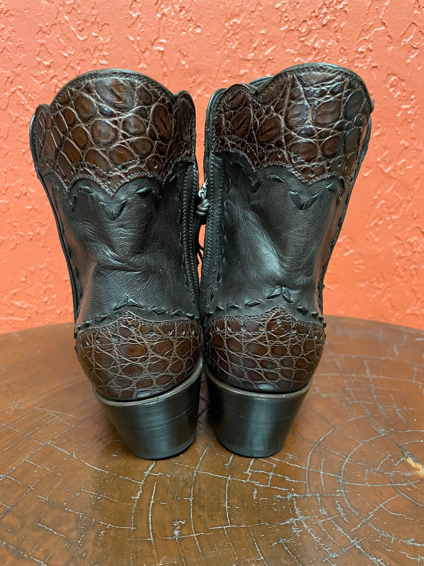 Femme Espresso Calf Et Sport Rust Crocodile Trim With Buckstitch Zorro