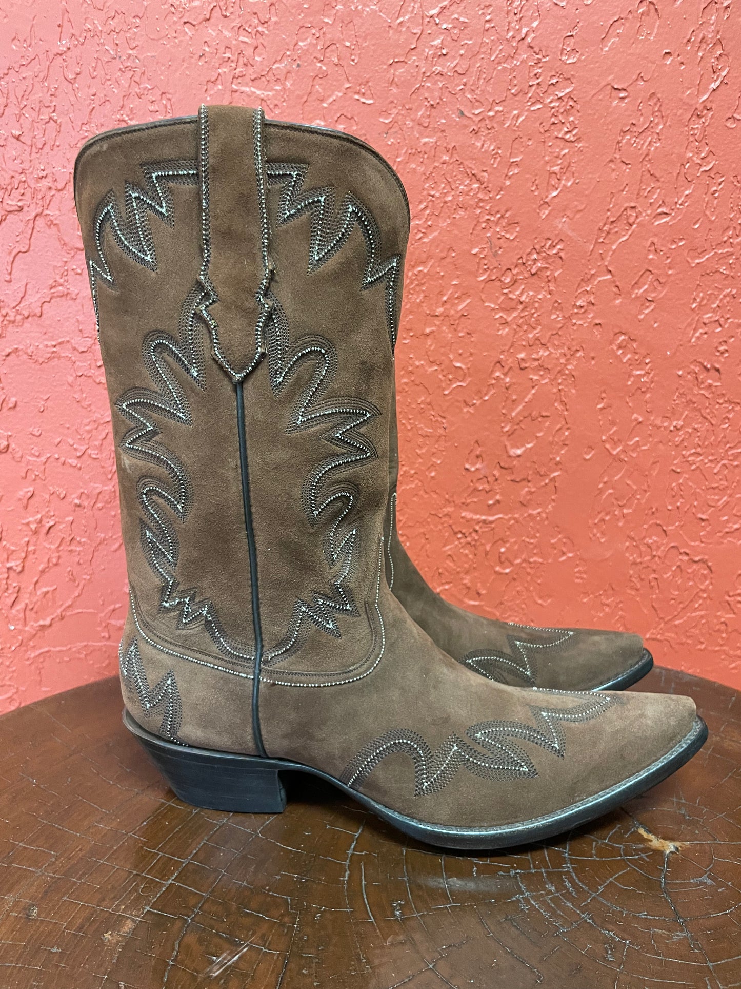 Barrel Goatskin Suede Cowboy