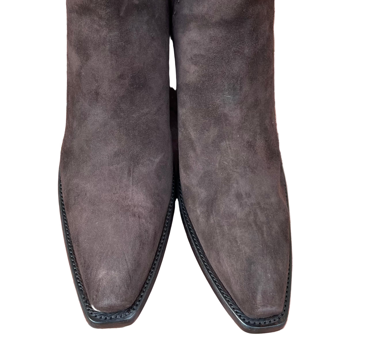 Calf Suede with Buckstitch Zip in Espresso