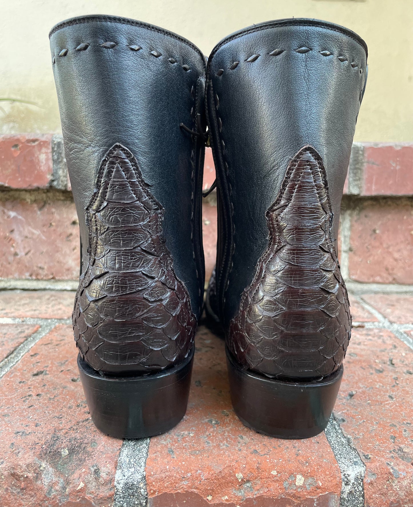 Espresso Python and Noir Calfskin Zip