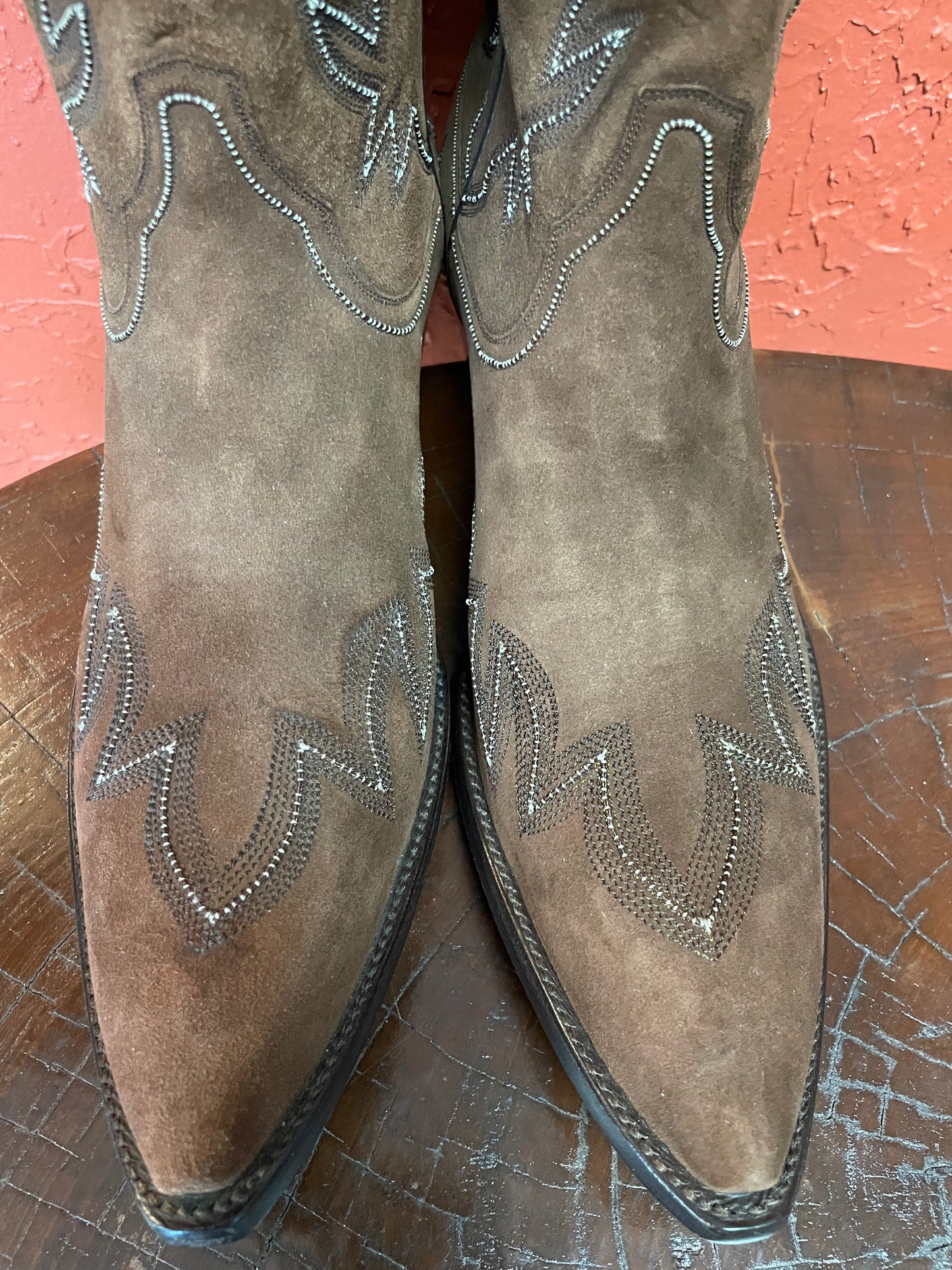 Barrel Goatskin Suede Cowboy