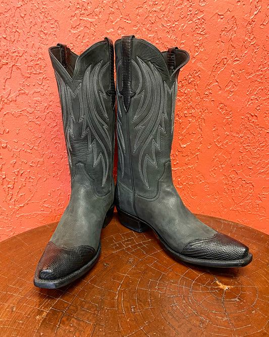 Nubuck Et Lizard Noir Cowboy