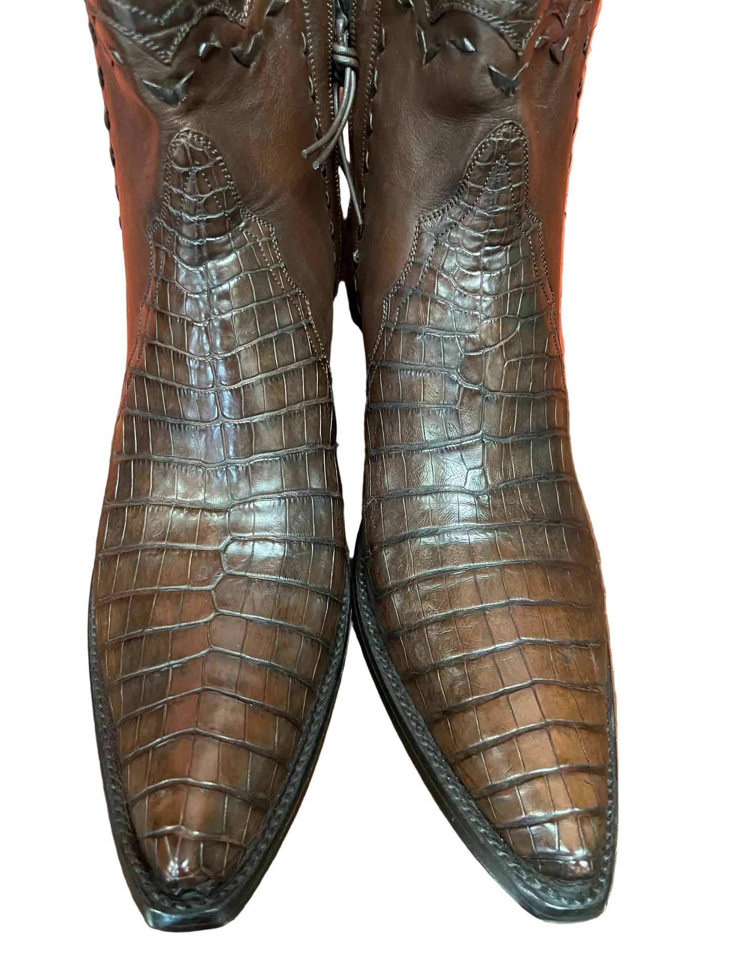 Nile Crocodile with Italian Calf Zip in Sport Rust