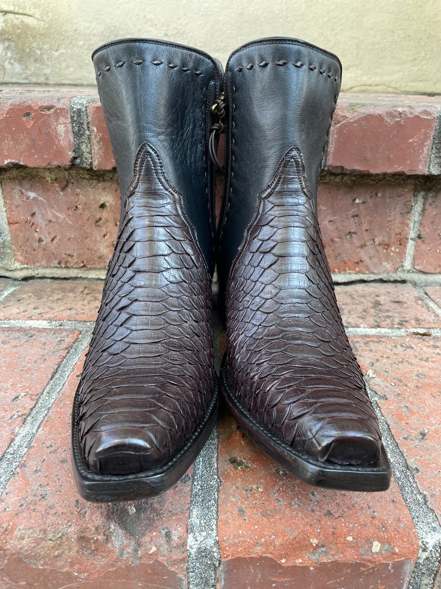 Espresso Python and Noir Calfskin Zip