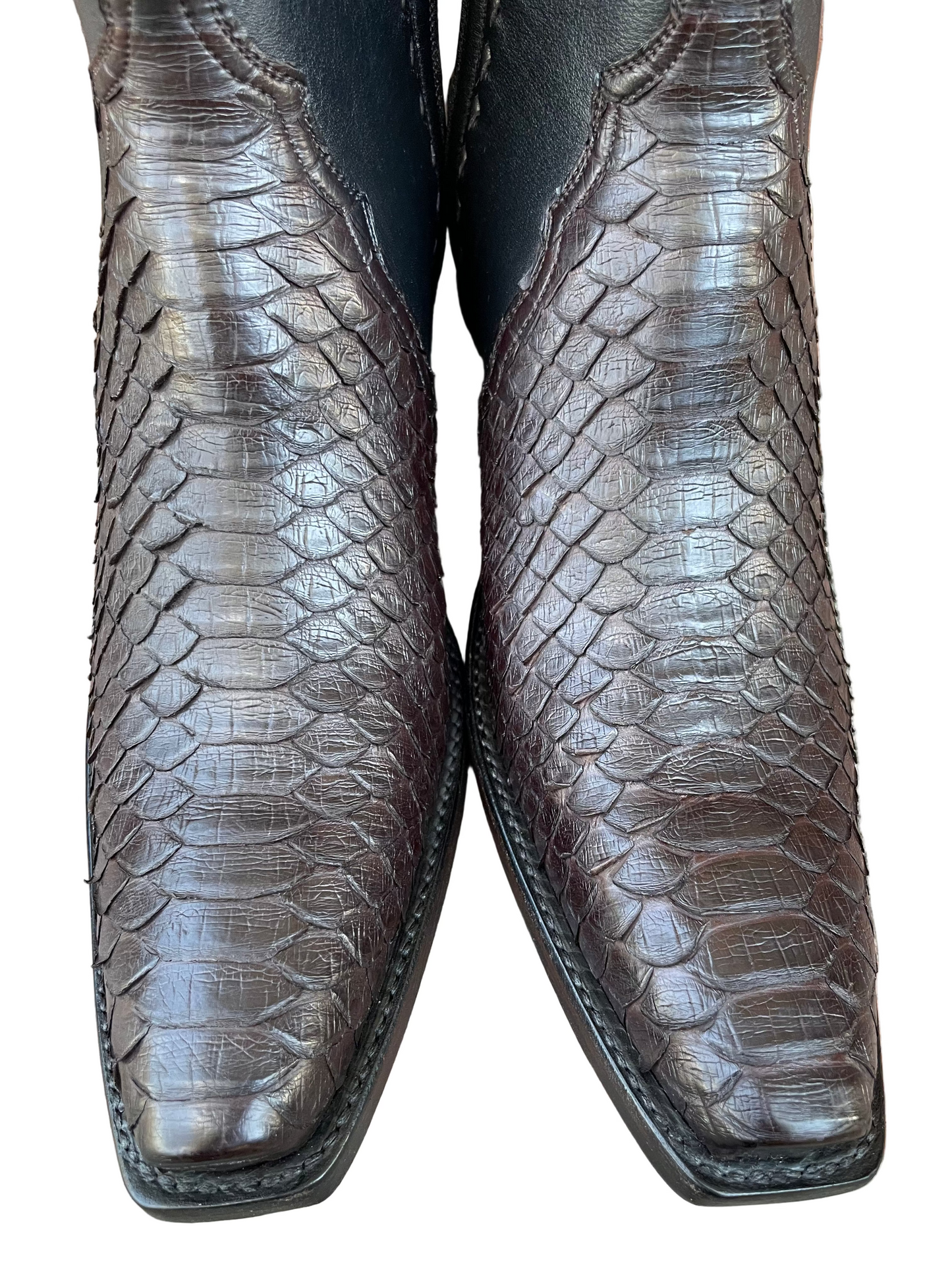 Espresso Python and Noir Calfskin Zip