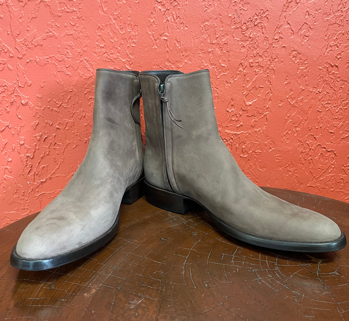 Café Au Lait Italian Calfskin Nubuck Zip