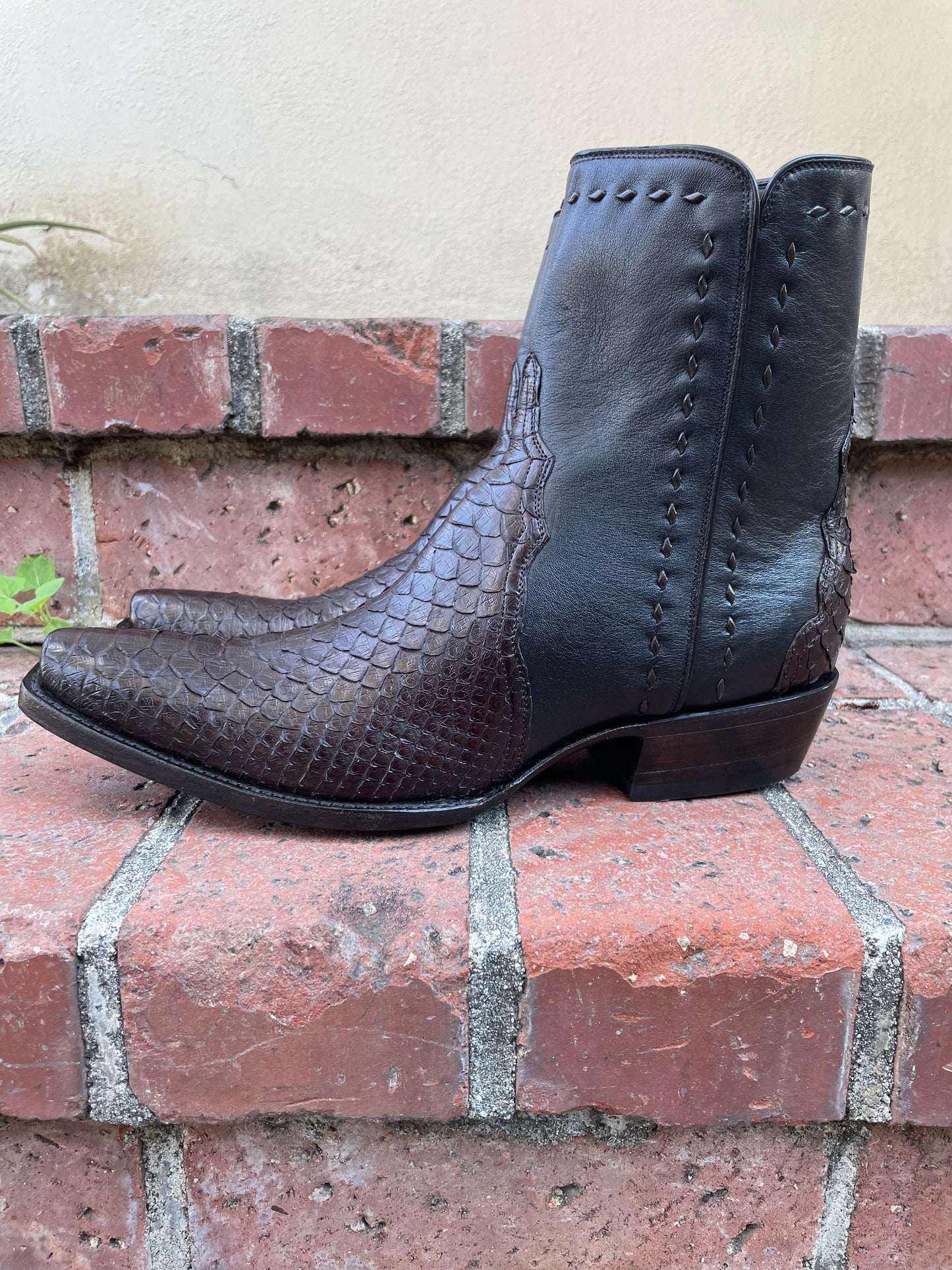 Espresso Python and Noir Calfskin Zip