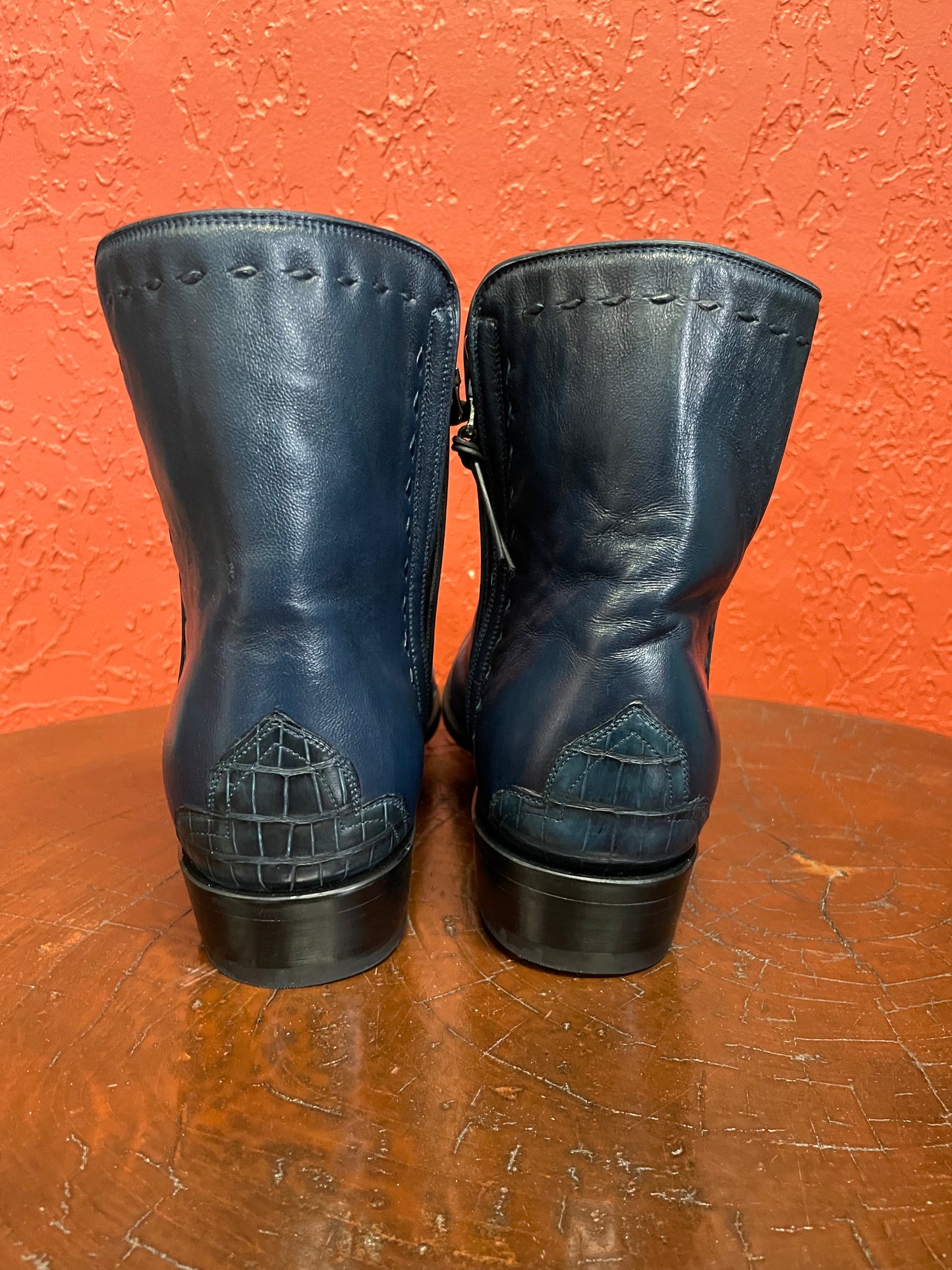 Calfskin With Gator Zip Boot in Navy
