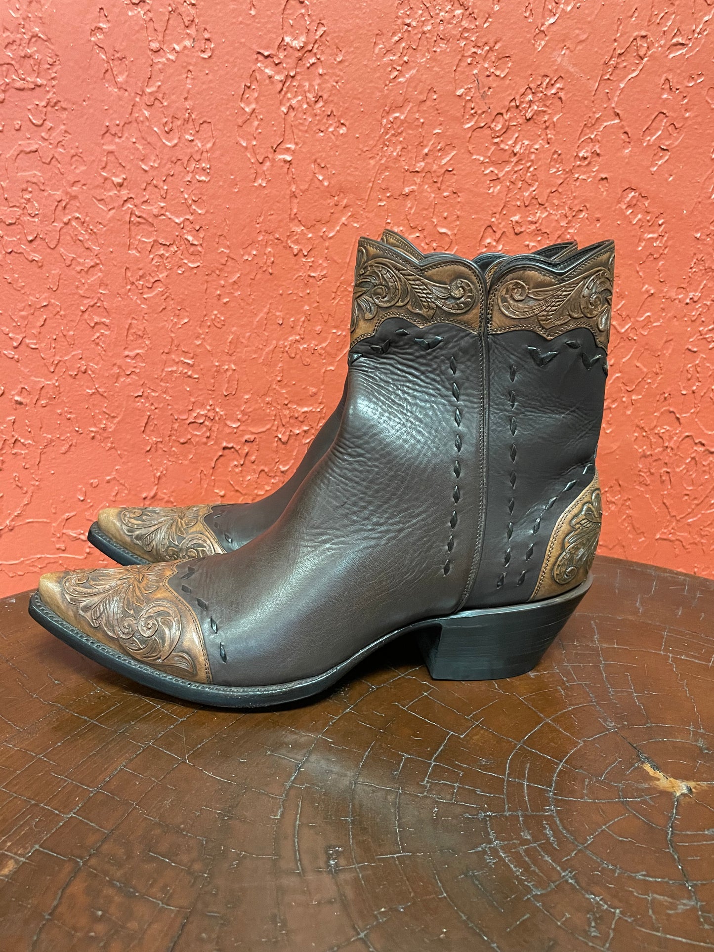 Espresso Italien Calfskin Lone Star Tooled Trim Zorro