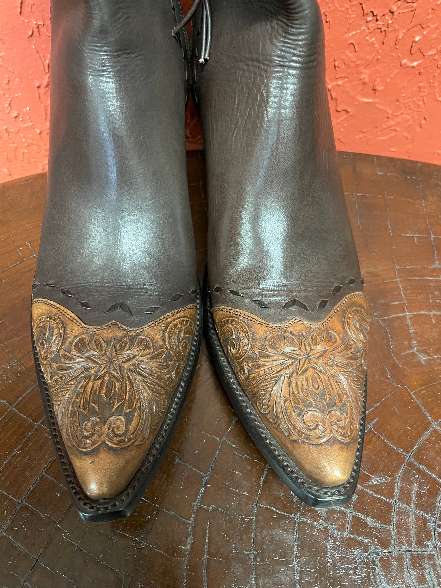 Espresso Italien Calfskin Lone Star Tooled Trim Zorro