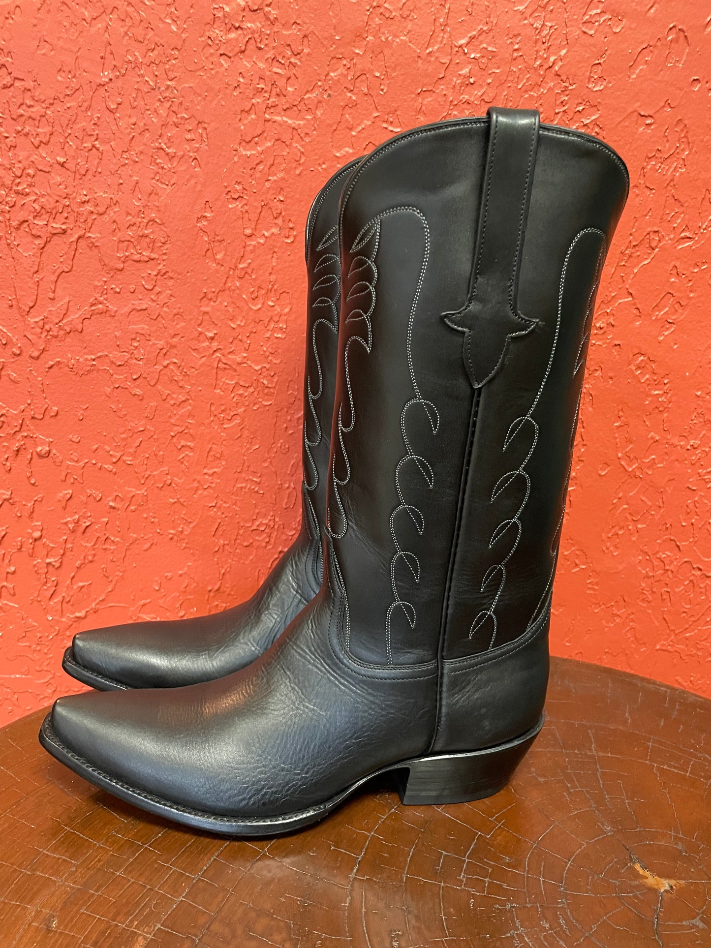 Homme Calfskin Noir Pointed Cowboy