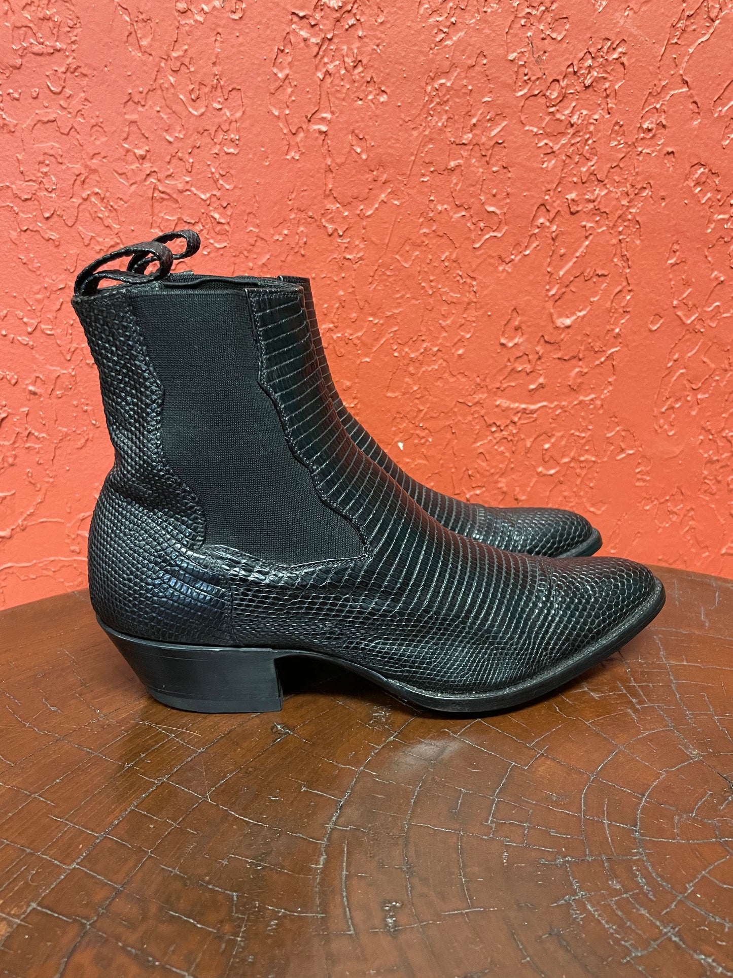 Britt Java Lizard Noir Ankle Boot
