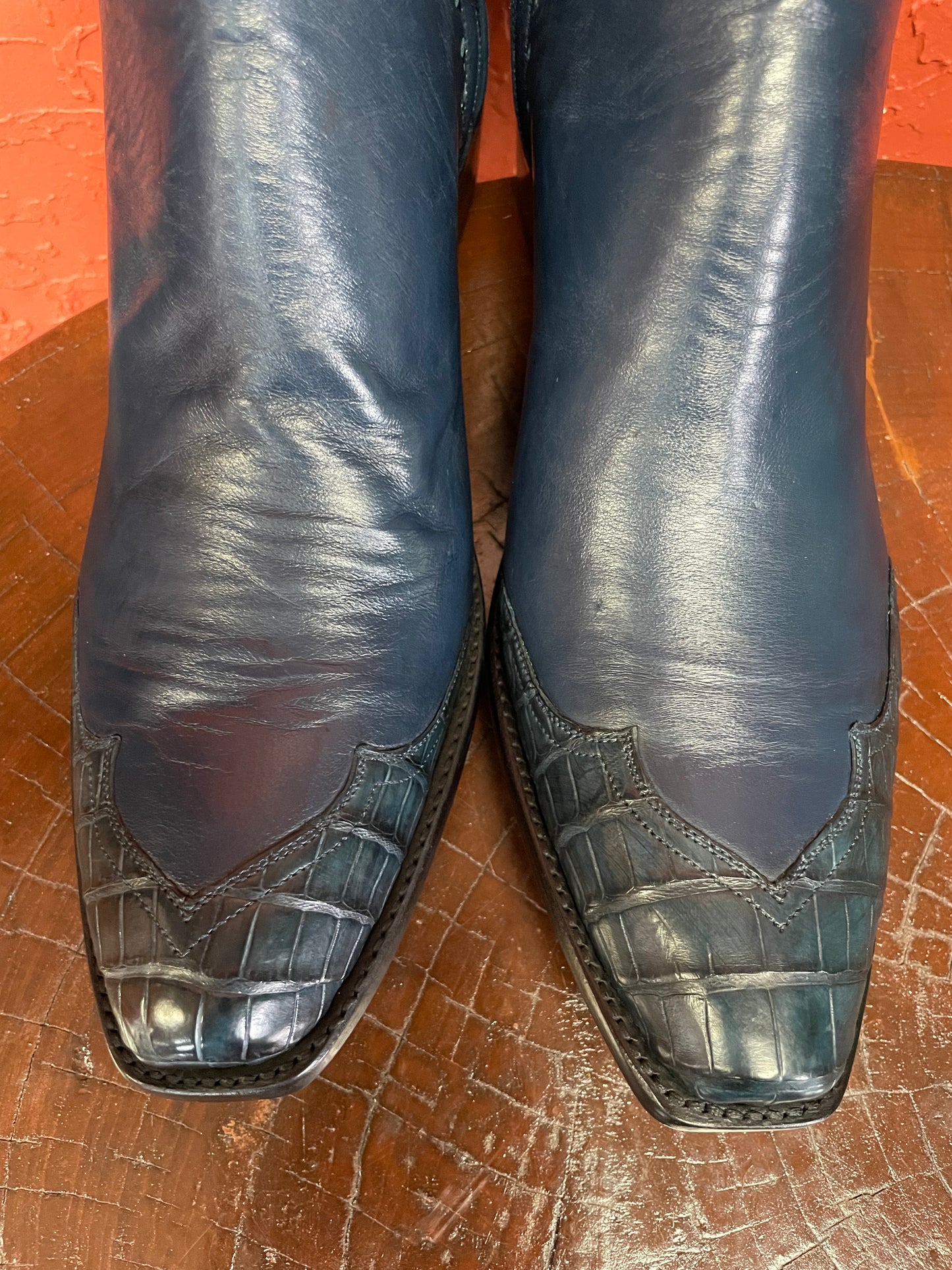 Calfskin With Gator Zip Boot in Navy