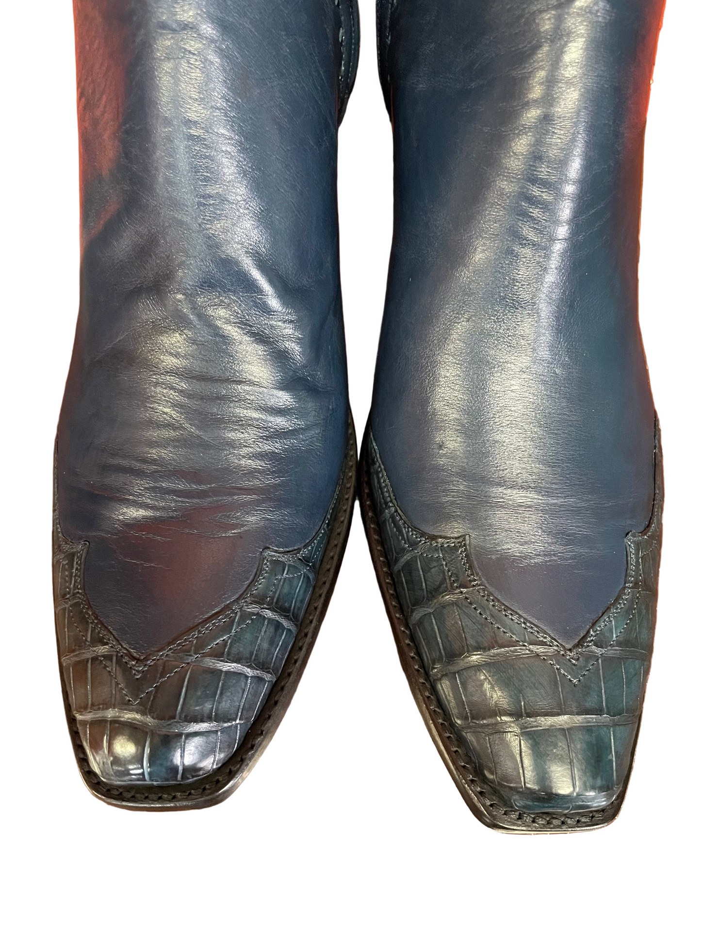 Calfskin With Gator Zip Boot in Navy