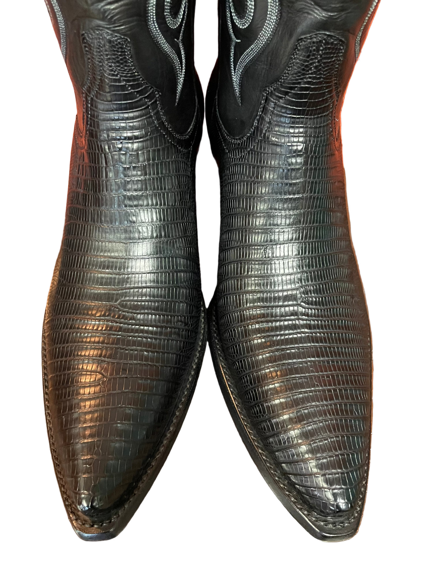 Teju Lizard Cowboy Boot in Noir