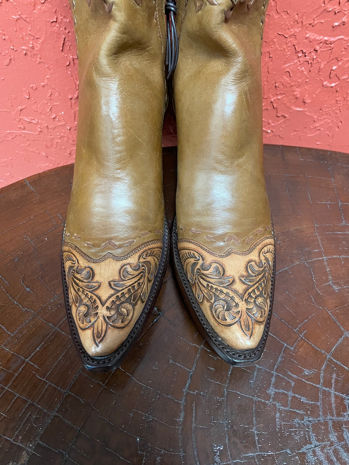 Butterscotch Cheval Et Handtooled Trim Zip Boot