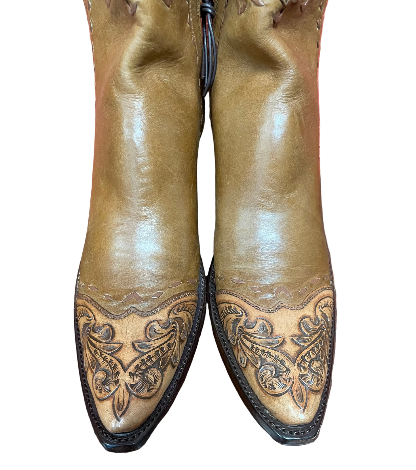 Cheval Zip in Butterscotch with Handtooled Trim