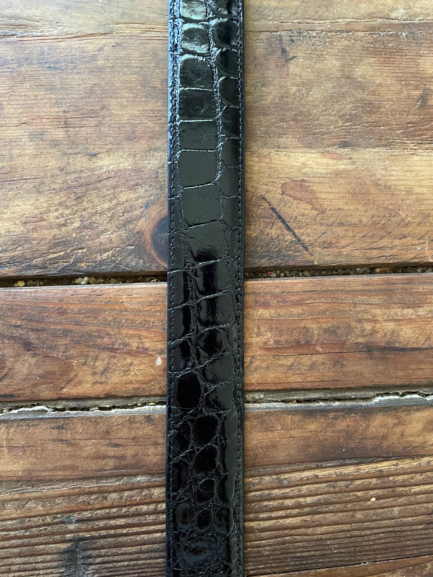 Noir American Alligator Belly Belt