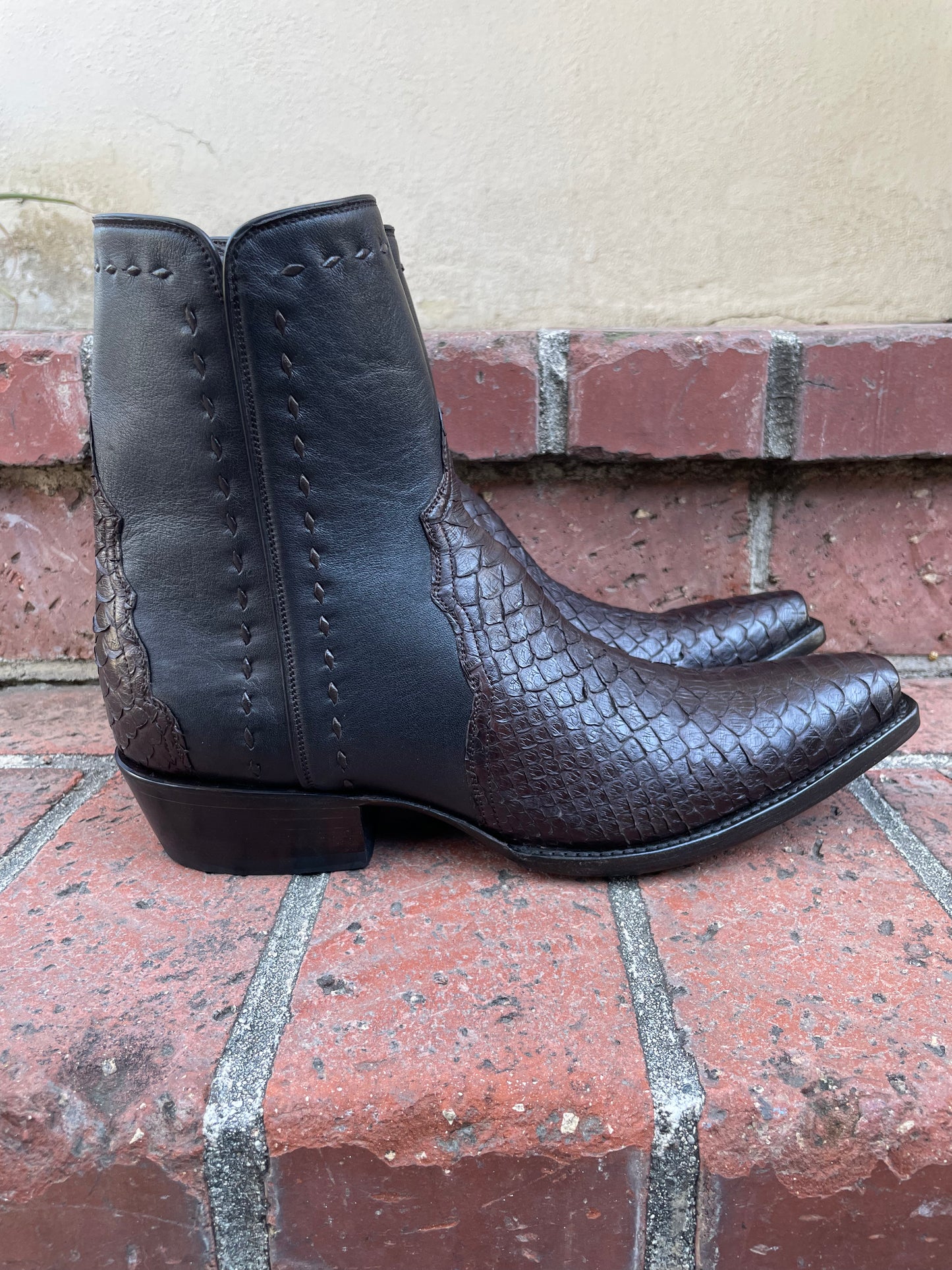 Espresso Python and Noir Calfskin Zip