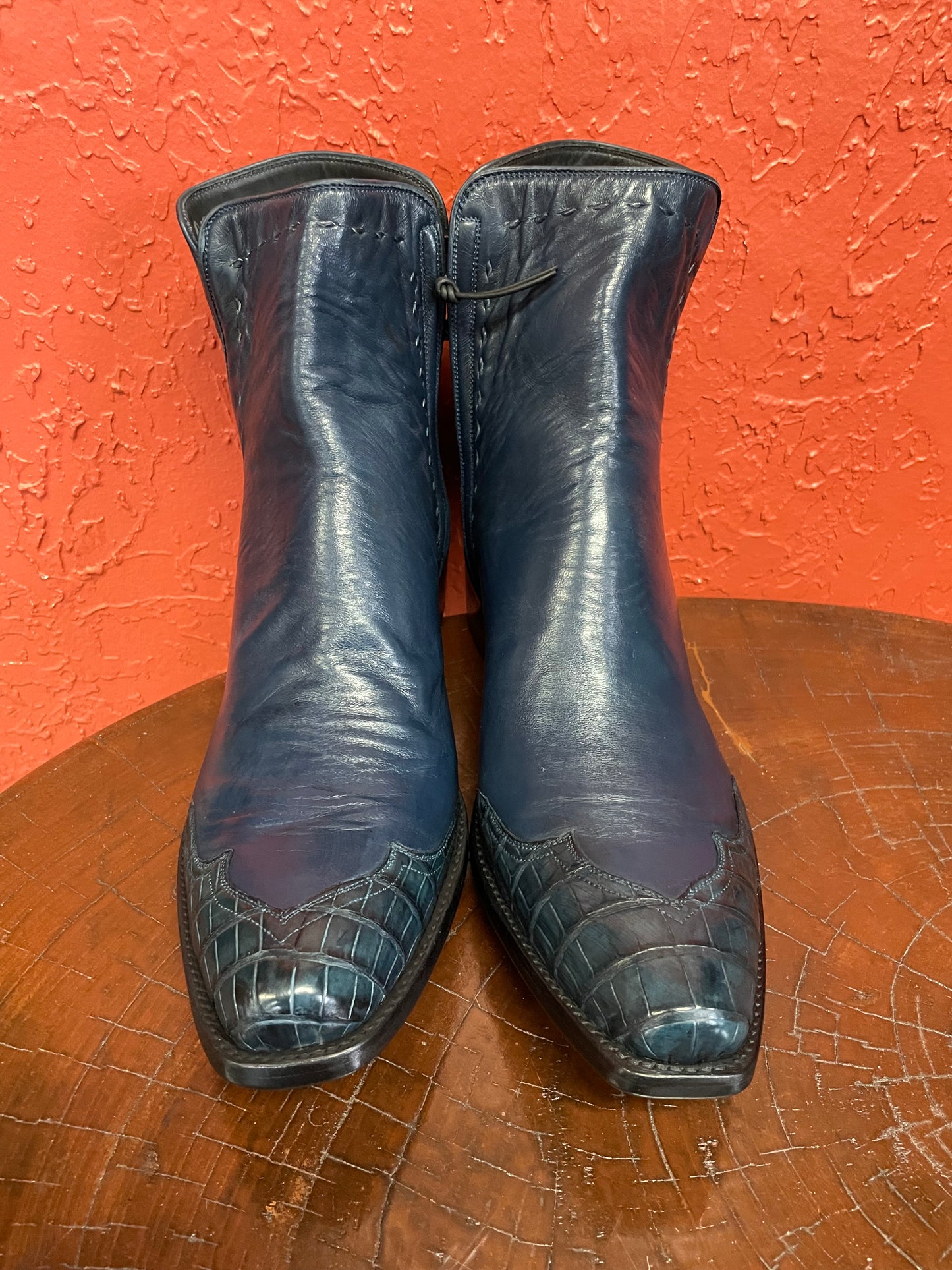 Calfskin With Gator Zip Boot in Navy
