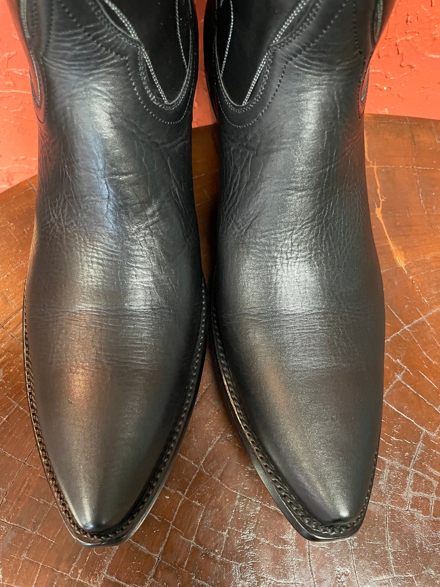 Homme Calfskin Noir Pointed Cowboy