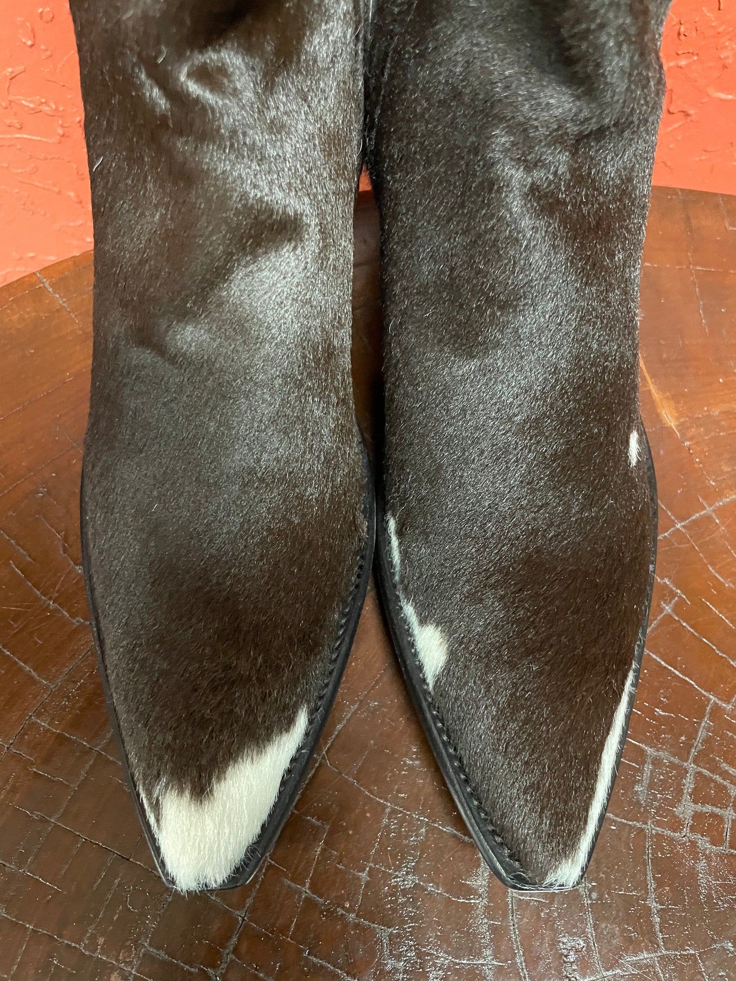 Chocolát Et Blanc Hair-On Calf Zip