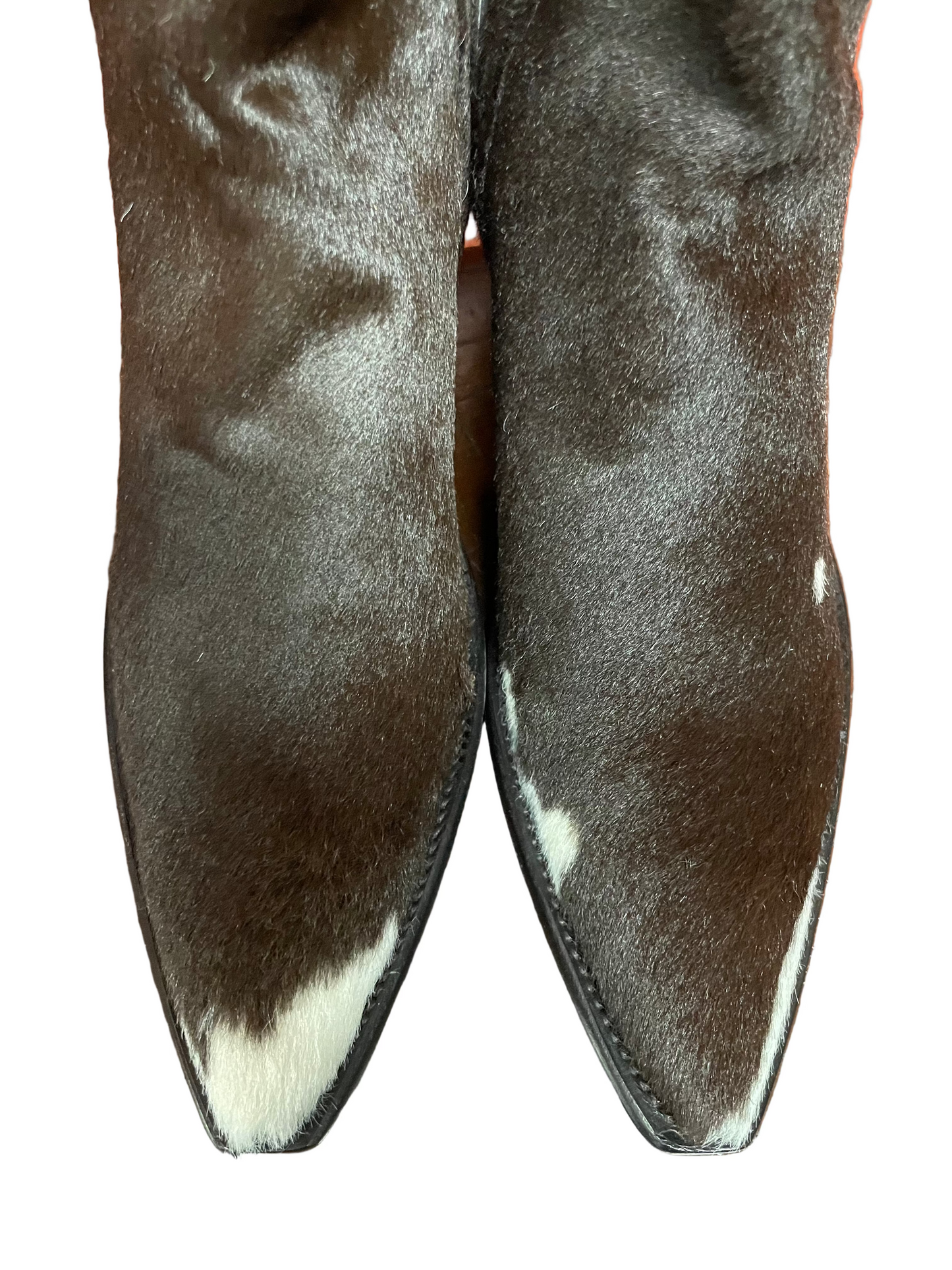 Hair-On Calf Zip in Chocolate and White