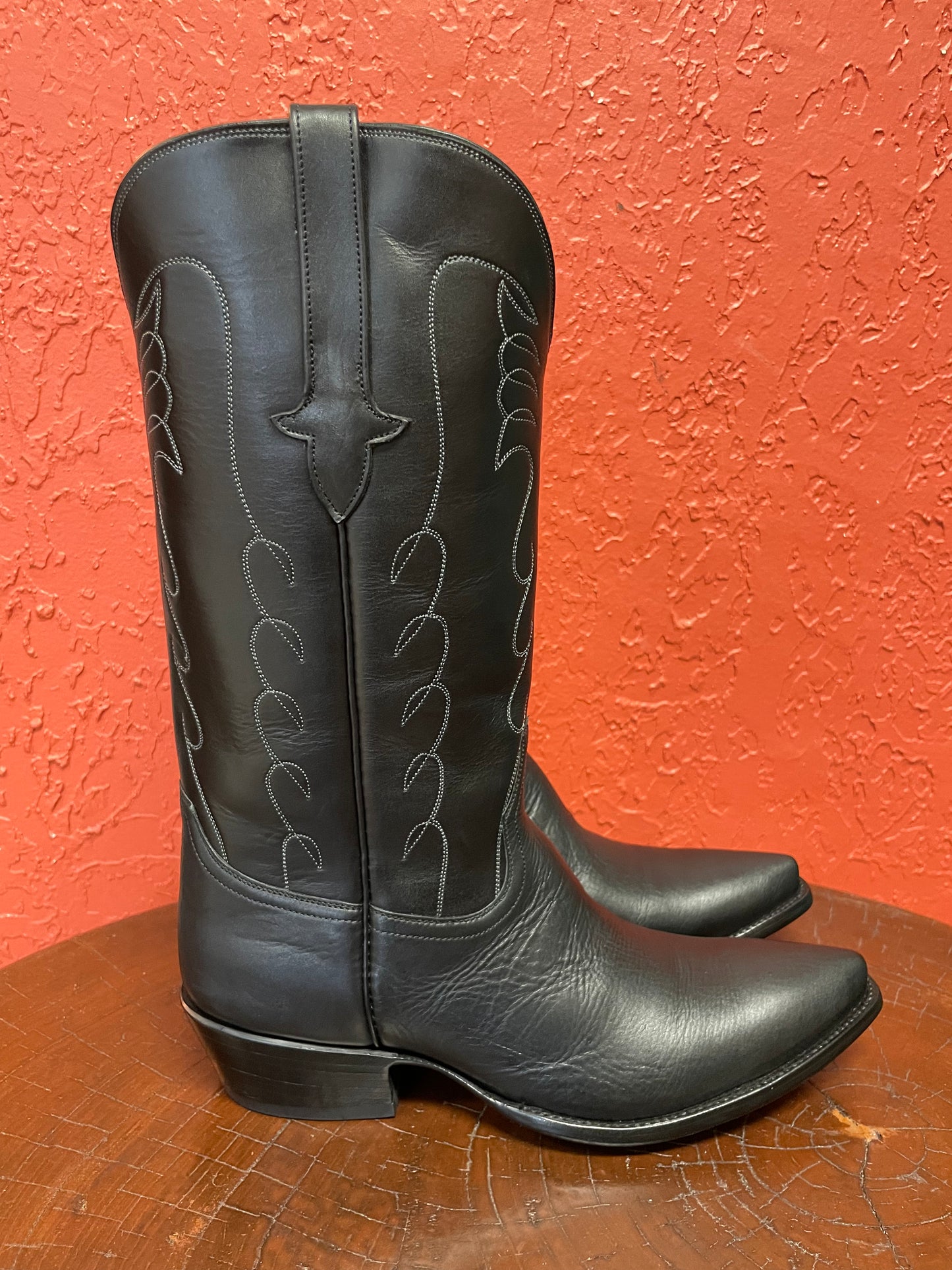 Homme Calfskin Noir Pointed Cowboy