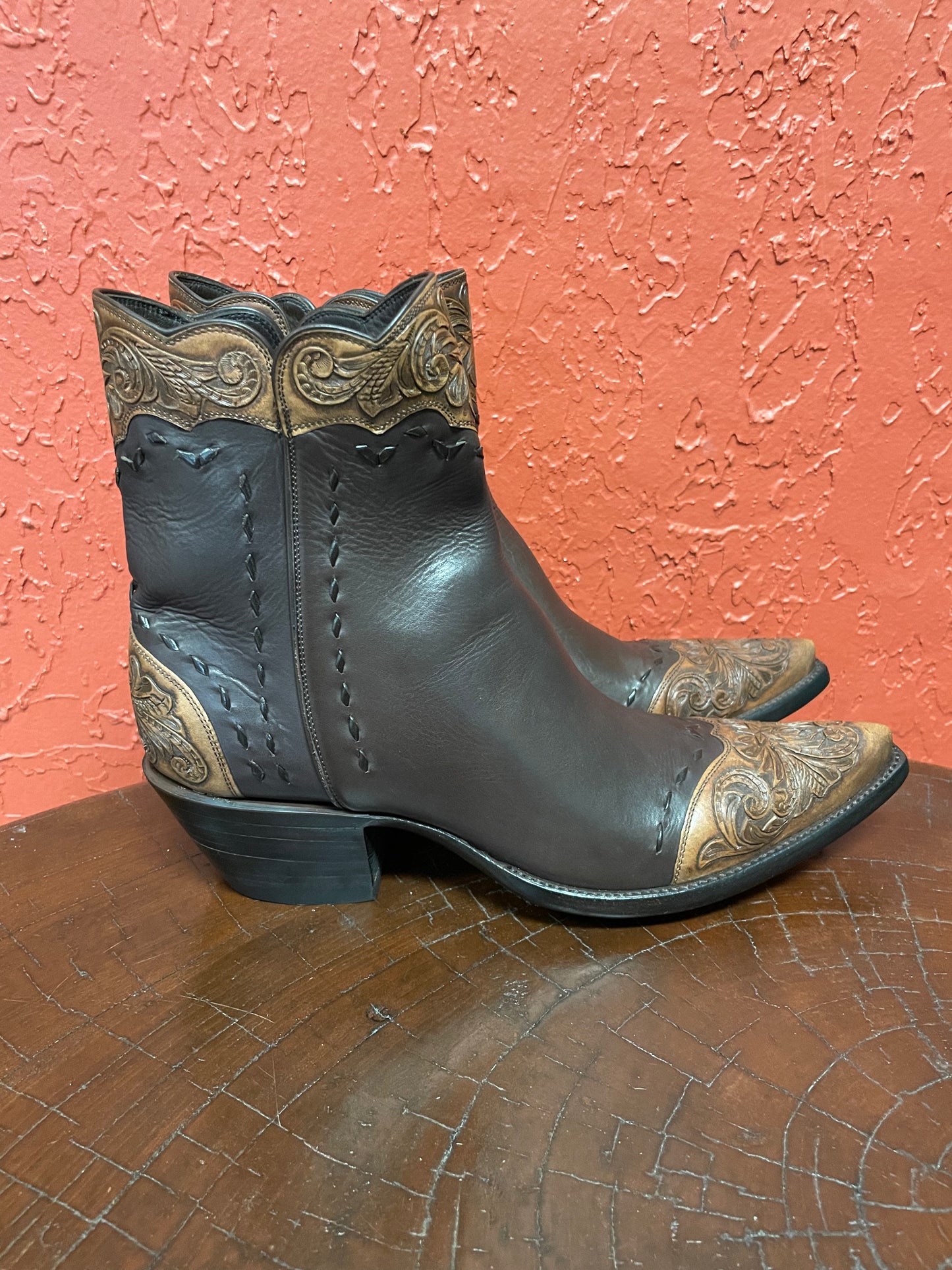 Espresso Italien Calfskin Lone Star Tooled Trim Zorro